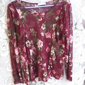 See through floral ruffles top size L